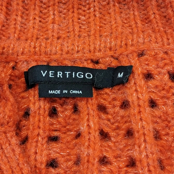 Women's Medium Vertigo Orange Open Weave 1/4 Button Pullover Sweater Top NEW nwt - Picture 7 of 9